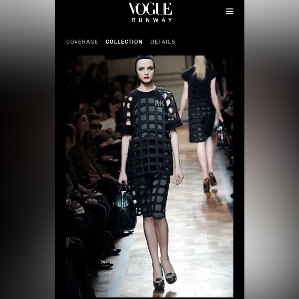 Miu Miu Runway Rare Cut Out Shift Dress Eyelet Embroidered Wool Blend Minimalist
